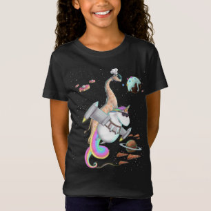 T-Shirt Giraffe équitation Unicorn Alimentation Pizza Spac