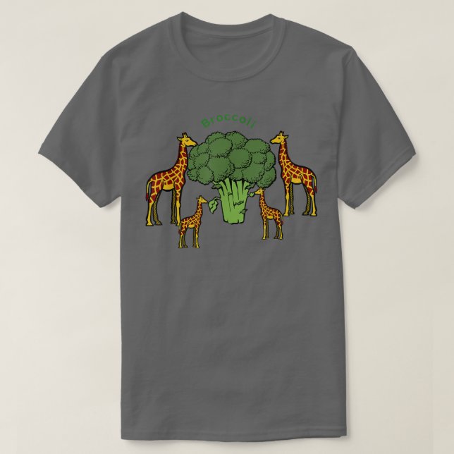 T-shirt Giraffe Family Eating Broccoli Tree  (Design devant)