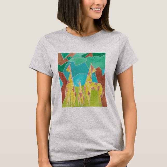 T-shirt Giraffe Family Original Abstract Art (Devant)