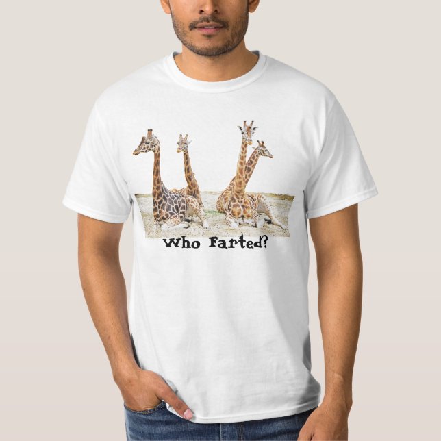 T-shirt Giraffe Fun Photo - Four Giraffe's Who Farted? (Devant)