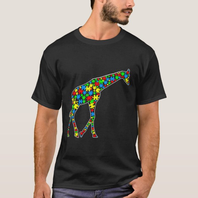 T-shirt Giraffe Funny Puzzle Animaux Sensibilisation sur l (Devant)