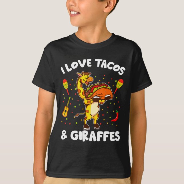 T-shirt Giraffe Giraffes I Love Tacos And Giraffes Funny G (Devant)