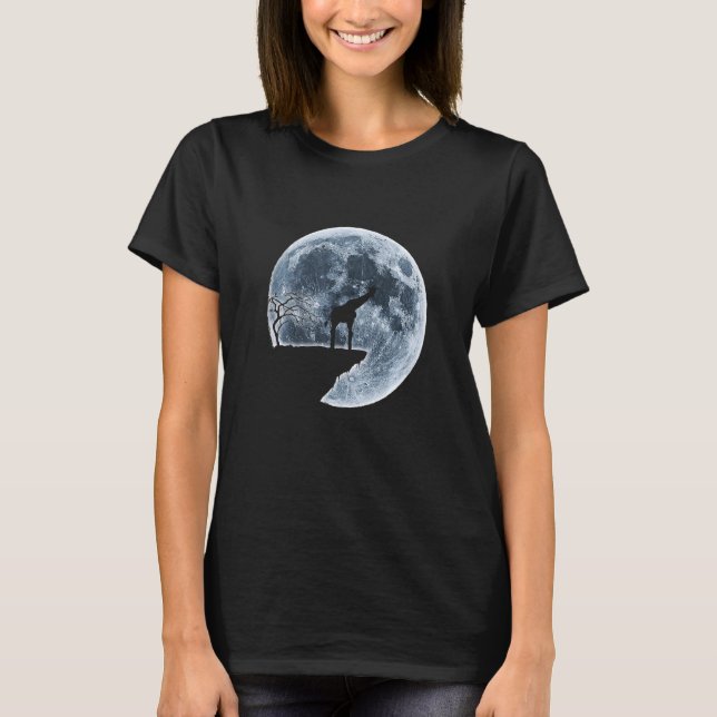 T-shirt Giraffe Halloween Costume Lune Silhouette (Devant)