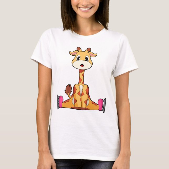 T-shirt Giraffe Ice skating Ice skates Winter sports (Devant)