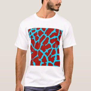 T-shirt Giraffe Imprimé Rouge Cyan