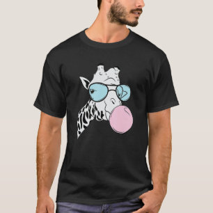 T-shirt Giraffe Lunettes Bubblegum mignonne Animal drôle C