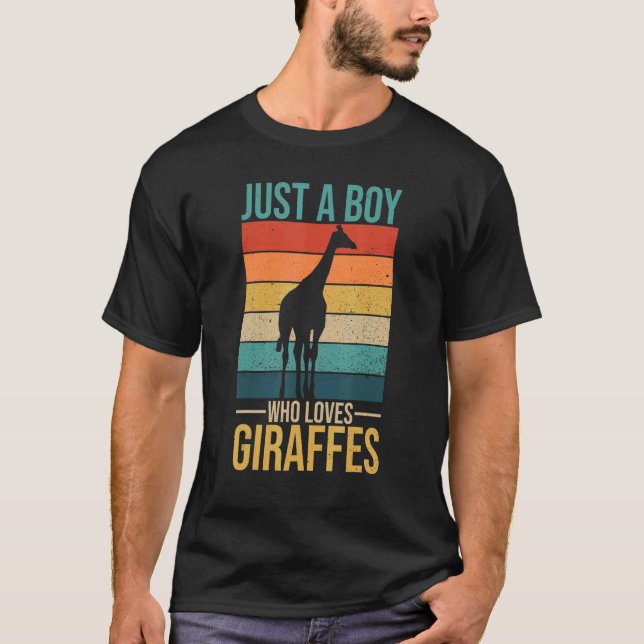 T-shirt Giraffe Mens Pour Un Garçon Giraffe (Devant)