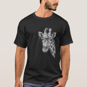T-shirt Giraffe mignonne portant des lunettes Croquis