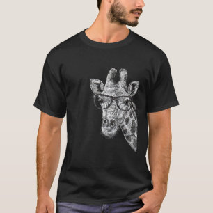 T-shirt Giraffe mignonne portant des lunettes Croquis