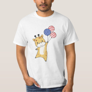 T-shirt Giraffe Mouches Ballons Usa au-dessus de mignons a