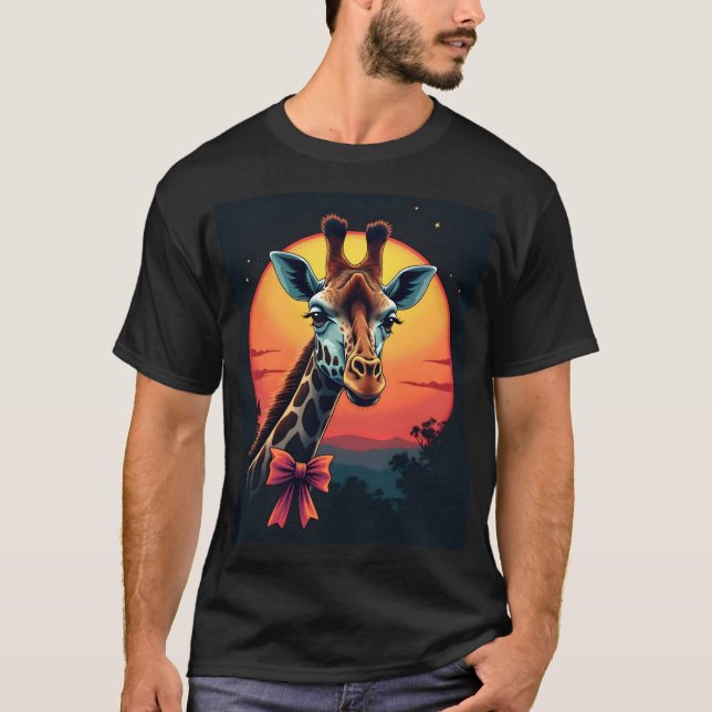 T-shirt Giraffe Neck Like a Rollercoaster Run Funny Retro  (Devant)