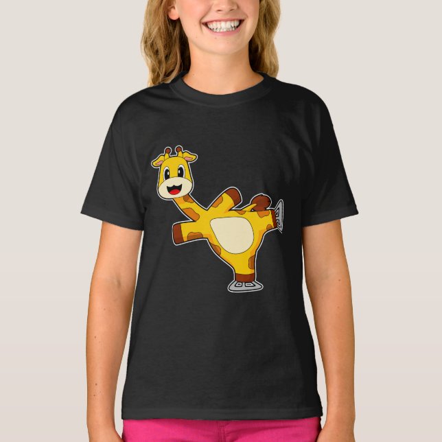 T-shirt Giraffe Patinage sur glace Patins sur glace Sports (Devant)