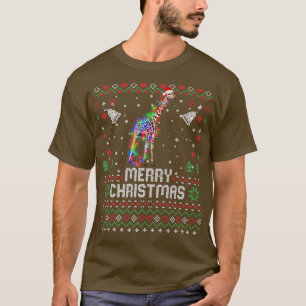 T-shirt Giraffe Santa Hat Animal Noël Arbre Lumières Hol