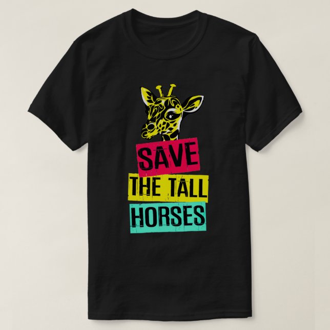 T-shirt Giraffe Sauvez Les Grands Chevaux (Design devant)