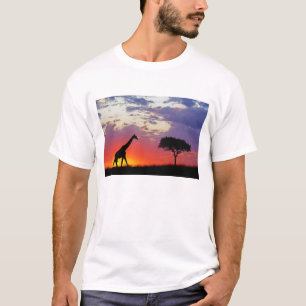 T-shirt Giraffe silhouette au lever du soleil, Giraffa