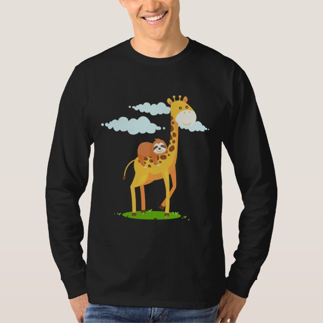 T-shirt Giraffe Sloth Drôle Pour Les Enfants (Devant)