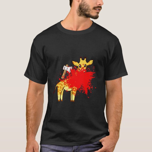 T-shirt Giraffe With Blood The Anti Halloween Zombie Giraf (Devant)