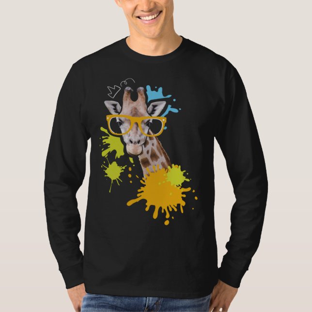 T-shirt Giraffe with Glasses I Animal  I Giraffes (Devant)