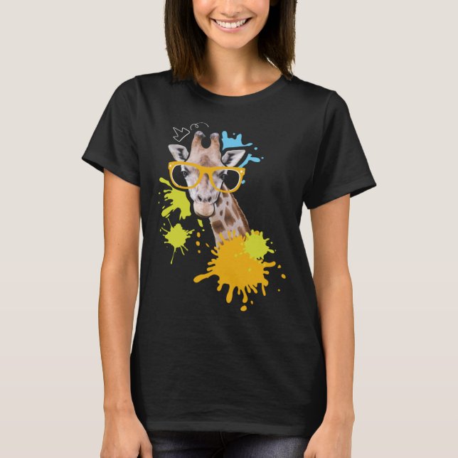 T-shirt Giraffe with Glasses I Animal  I Giraffes (Devant)