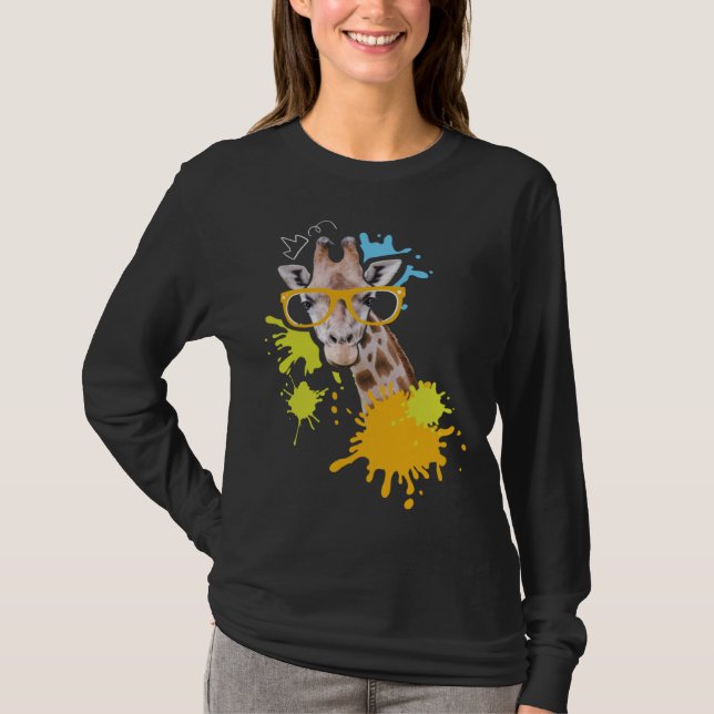 T-shirt Giraffe with Glasses I Animal  I Giraffes (Devant)