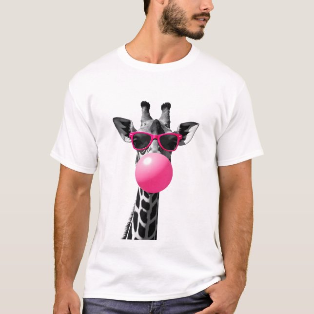 T-shirt Giraffe Women Giraffe Face with Sunglasses Wild An (Devant)