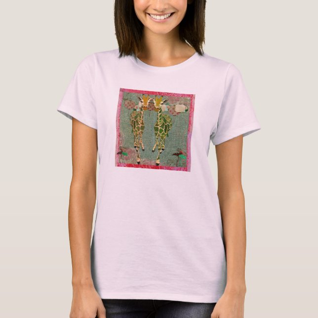 T-shirt Giraffes dorées rose Twilight (Devant)