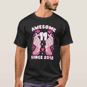 T-shirt Girl 11th birthday, born 2012, K-pop heart, Sarang