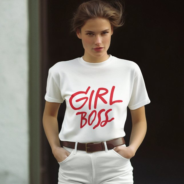T-shirt Girl Boss Red Bold Typography Feminine Girly (Créateur téléchargé)