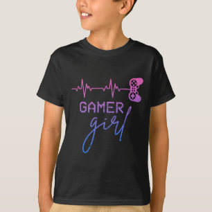 T-shirt Girl Cute Heartbeat Gamer For Girl Video Game Love