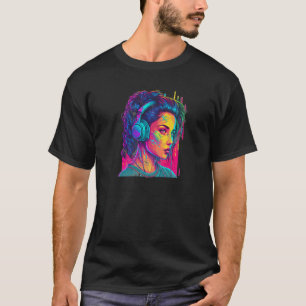 T-shirt Girl Gamer Cool Cyber Couleurs Retro Game Gir