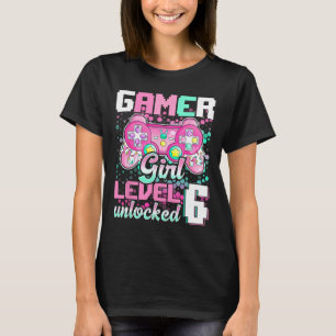 T-shirt Girl Level 6 Déverrouillé Jeu vidéo 6e anniversair