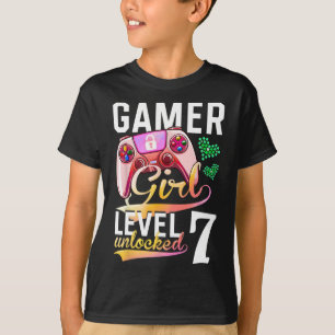 T-shirt Girl Level 7 Video Game 7th Birthday