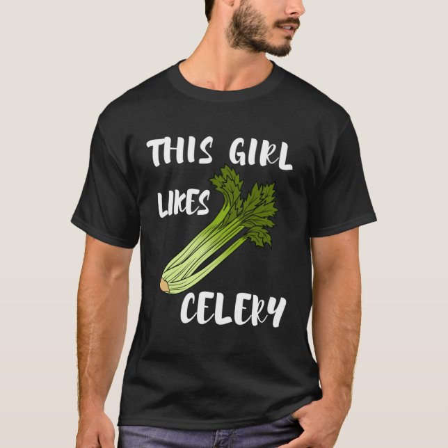 T-shirt Girl Likes Celery Cute Vegetables Healthy Food (Devant)