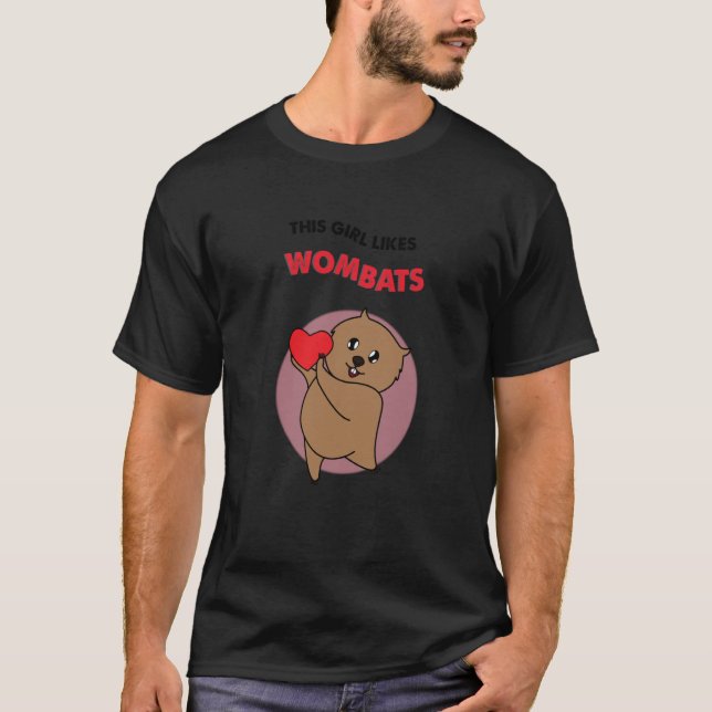 T-shirt Girl Likes Wombats Ironic Saying Cute Australian R (Devant)