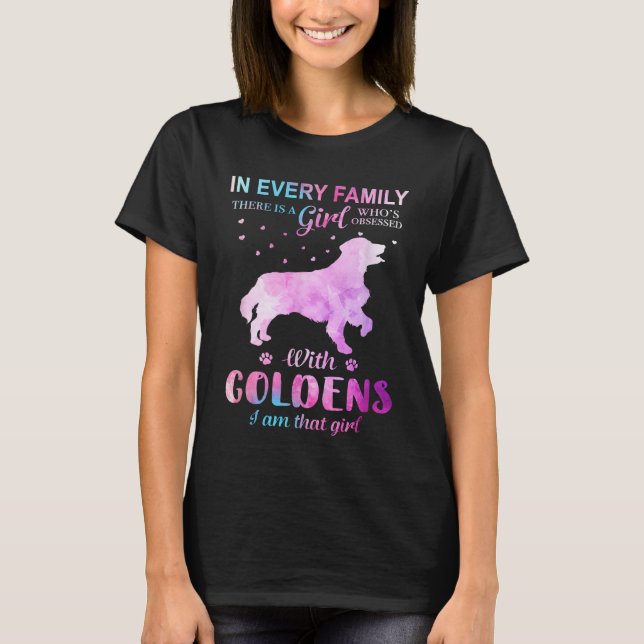 T-shirt Girl Love Golden Retriever Amoureux de les chiens  (Devant)