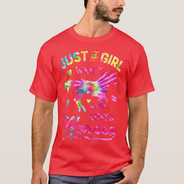 T-shirt Girl Loves Horsesie Dye Rainbow Horse équitation r (Devant)