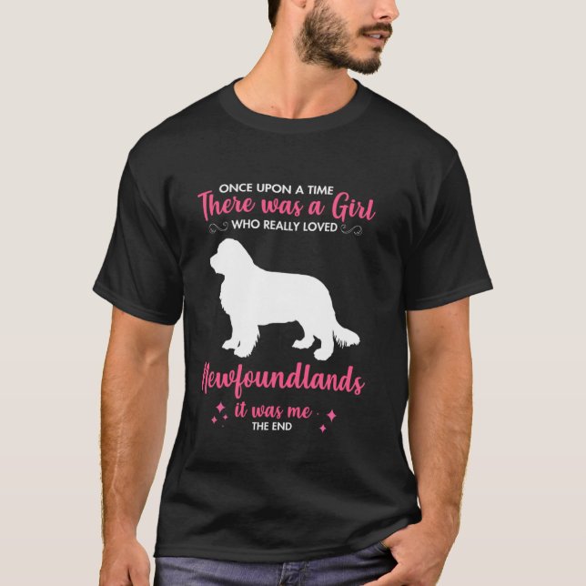 T-shirt Girl Loves Newfoundland Dog For Men Women Mom Dad  (Devant)