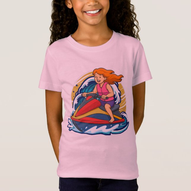 T-Shirt Girl on Jet Ski Adventure Design  (Devant)