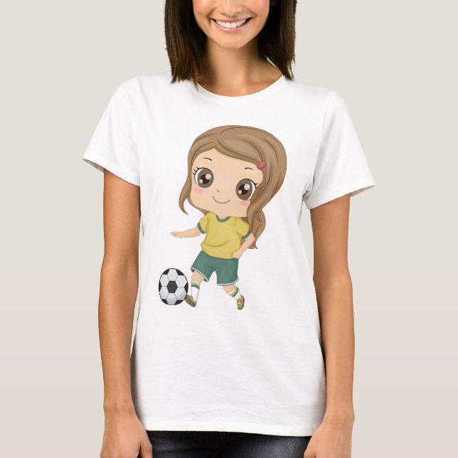 T-shirt Girl Playing Soccer Adorable Kids Sports (Devant)
