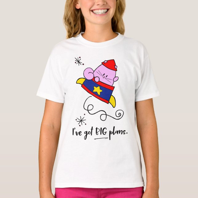 T-shirt Girl Power Cartoon Astronaut Cat Girls' Tee (Devant)