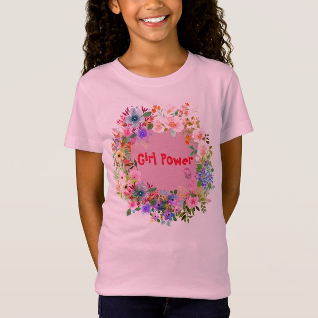 T-Shirt Girl Power Floral Design (Devant)