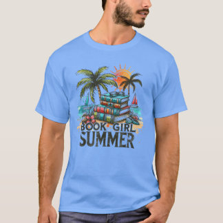 T-shirt Girl Reading Book Summer Funny Beach Vacation For 