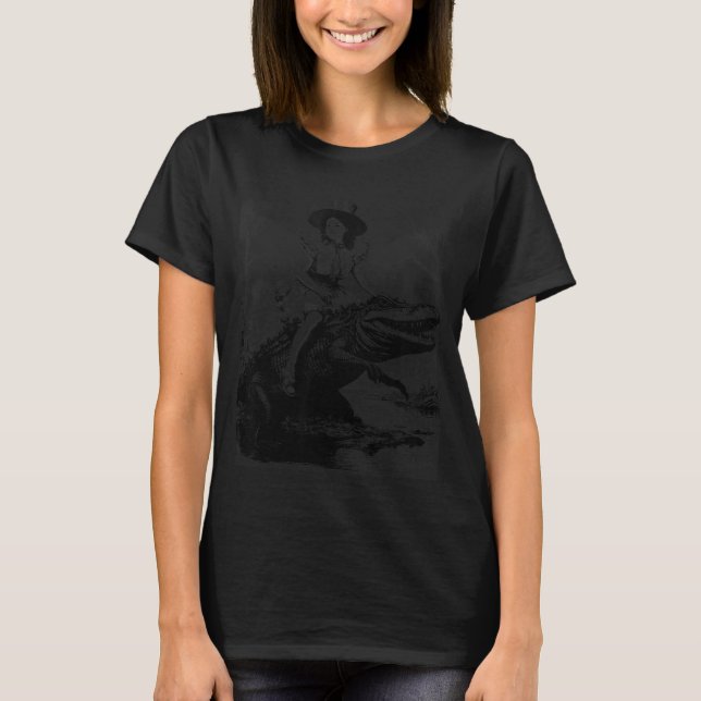 T-shirt Girl Riding Alligator _ Weird Funny Florida Crocod (Devant)