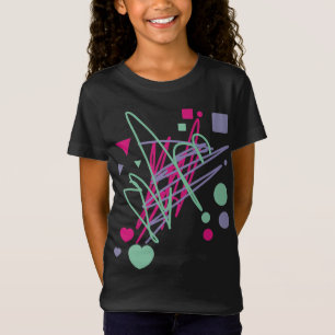 T-Shirt Girl rose bleu Aqua Scribbles Carré de coeur Cercl