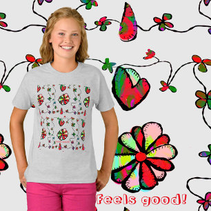 T-shirt Girl’s Happy, Joyful Hearts & Flowers