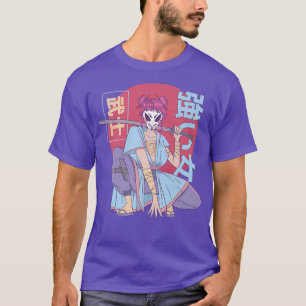 T-shirt Girl Samurai Anime Otaku Guerrier Ninja Manga Japo