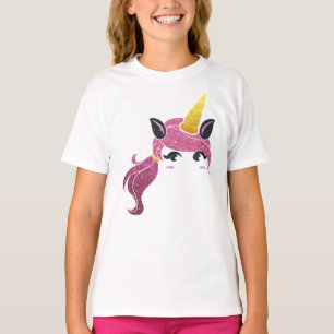 T-shirt Girl Unicorn long cheveux tee
