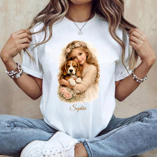 T-shirt Girl with Beagle Puppy