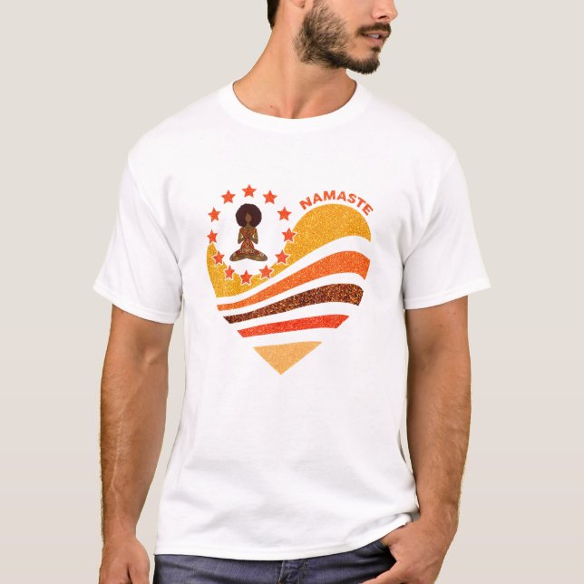 T-shirt Girl Yoga Namaste Heart (Devant)