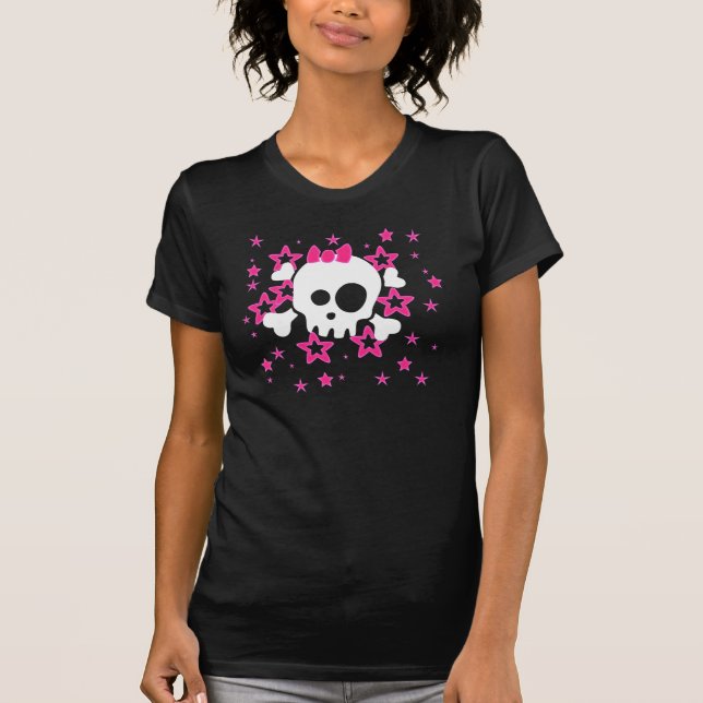 T-shirt Girlie White Skull (Devant)